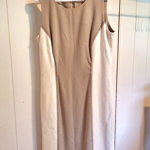 Calvin Klein Tan Sleeveless Sheath Dress for Work Size 8 Like New